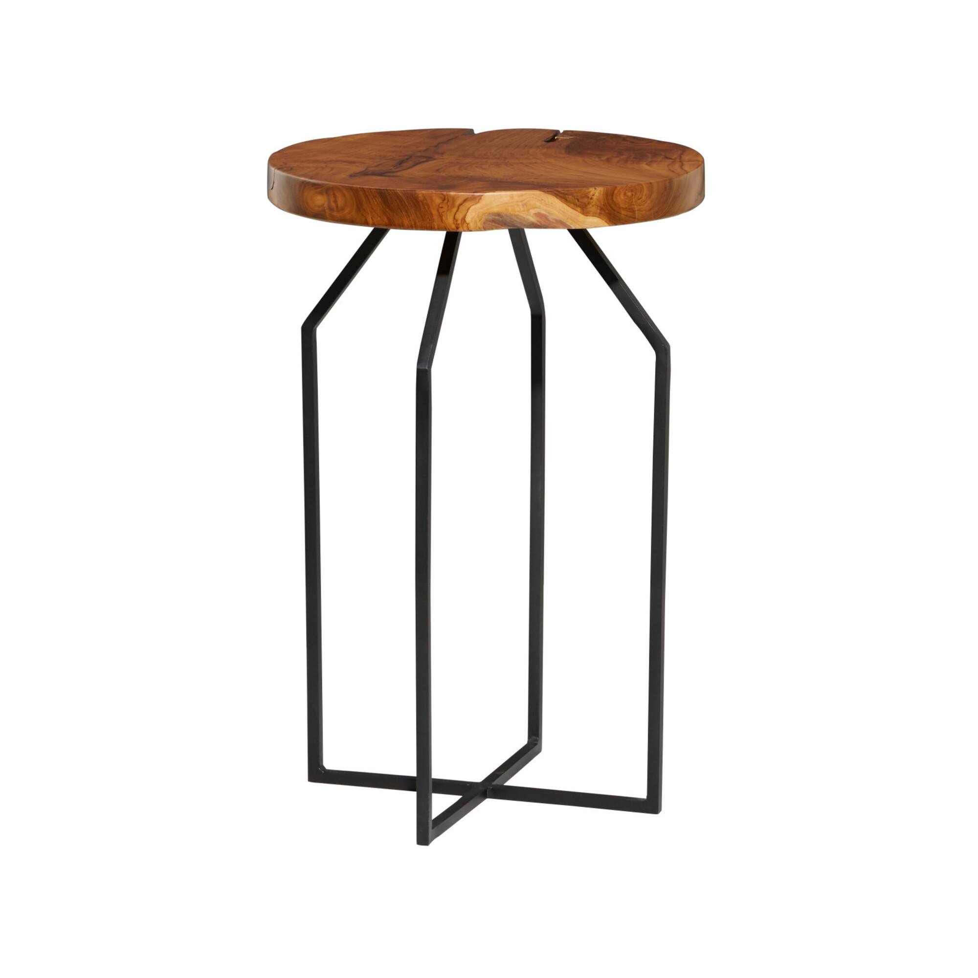 24" Brown Teak Wood Contemporary Accent Table